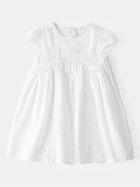 Classic White Girls' Dress - Elegant Summer Style